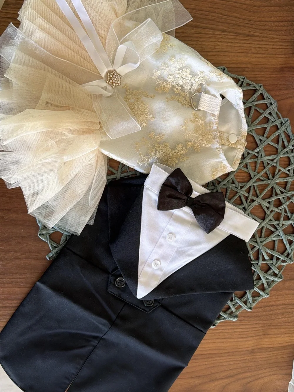 Pet Formal Tuxedo & Ivory Tulle Dress Set